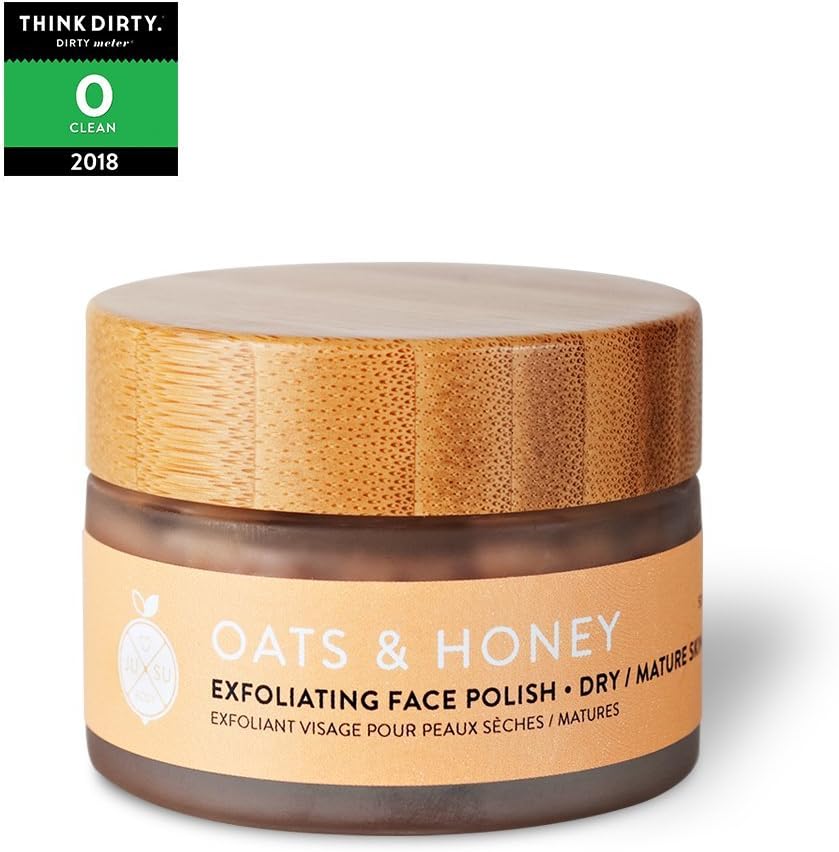 JUSU Body Oats & Honey Exfoliating Face Polish for Dry/Mature Skin - 100% Natural