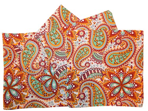 Crabtree Collection Deluxe Cotton Table Linens, Bright Colors for Kitchens and Dining Rooms - (Red Paisley Napkin Set) - Thumbnail 5
