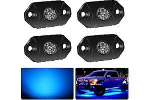 4WDKING Blue LED Rock Lights, 4 Pods IP68 Waterproof Underbody Glow Trail Rig Lamp LED Neon Lights for Truck Jeep Off Road Truck Car Boat ATV SUV Motorcycle