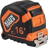 Klein Tools 9216 Tape Measure, Heavy-Duty Measuring Tape with 16-Foot Double-Hook Double-Sided Nylon Reinforced Blade, with Metal Belt Clip
