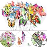 LeBeila Butterfly Stakes - 24 Garden Decor Butterflies Yard Decorations Lawn Patio Art Ornaments Waterproof Butterfly for Indoor Outdoor Planter Flower Pot Bed, Christmas & Party Supplies Crafts (24)