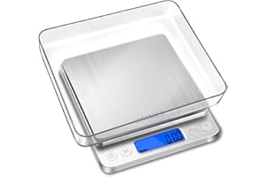 CHWARES Food Scale, Rechargeable Kitchen Scale with Trays 3000g/0.1g, Mini Scale with Tare Function Digital Scale Grams and Ounces for Weight Loss, Dieting, Cooking, Meal Prep, Coffee, Jewelry