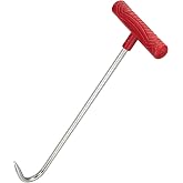 Heavy Duty 12''(30cm) T Shape Lifting Reaching Hook for Lifting Pulling Moving Manhole Covers, Storm Drains, Septic Tank Lids Door Pointed Head, Hand Meat Hook