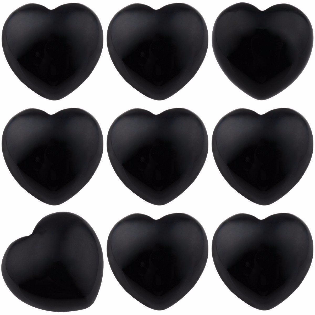 SUNYIK Natural Black Obsidian Carved Puff Heart Pocket Stone,Healing Plam Crystal 0.8"-0.9" Pack of 10