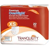 Tranquility Premium OverNight Disposable Absorbent Underwear (22 Count) - XS, 17-28 in. Waist - Maximum Absorbency, All-Night Sleep, Breathable Comfort, 22 Adult Diapers