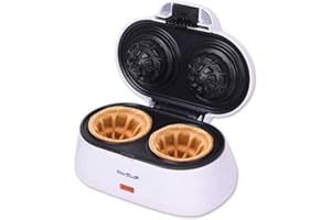 Double Waffle Bowl Maker by StarBlue - White - Make bowl shapes Belgian waffles in minutes | Best for serving ice cream and fruit | Gift ideas 110V 50/60Hz 1200W