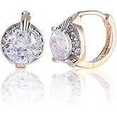 GULICX Fashion Jewelry Gold Tone Oval White Crystal Lovely Royal Gorgeous Hoop Earrings