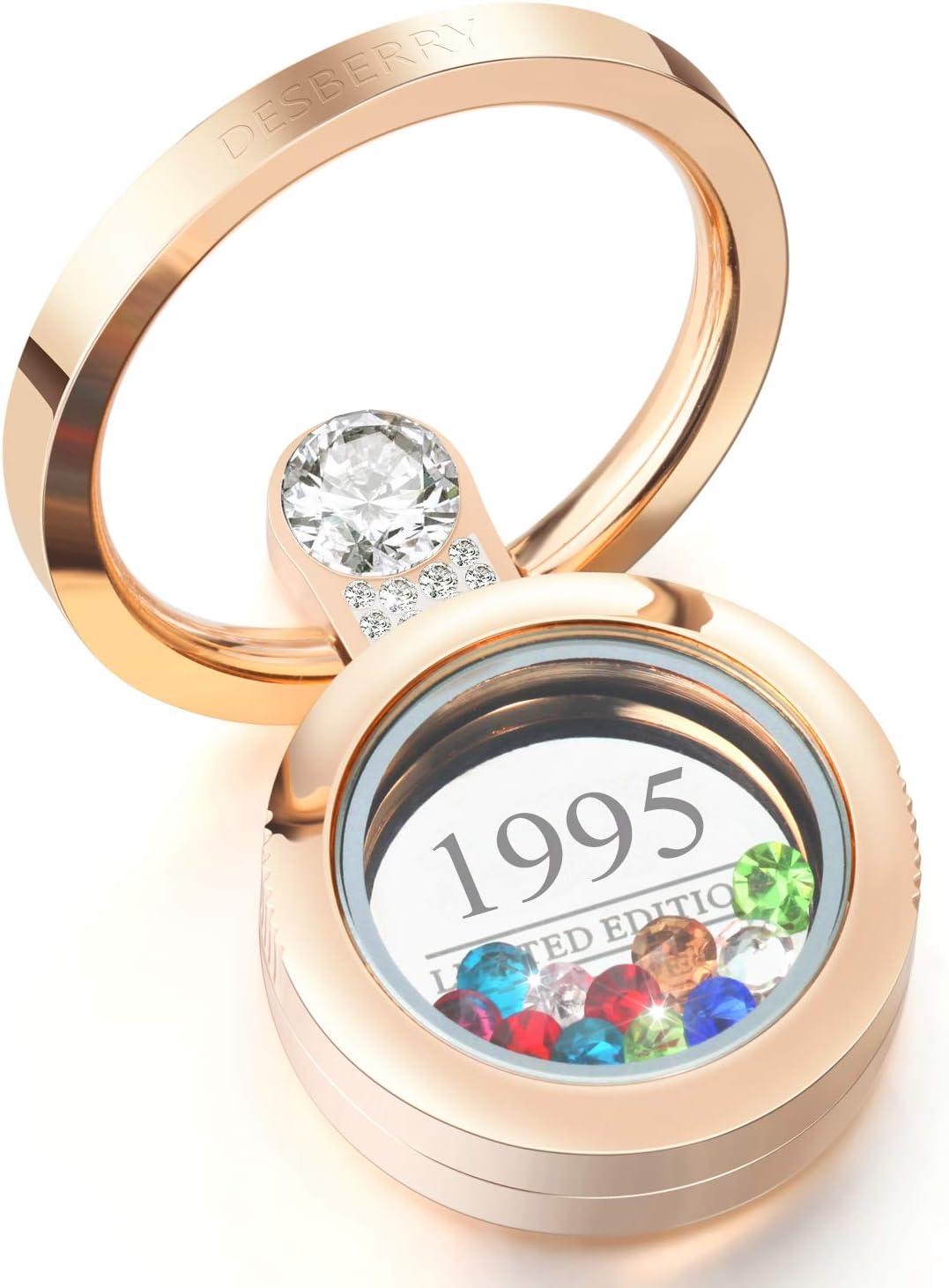 1996 22th Personalized Birthday Gifts for Women Girls Mom Wife Girlfriend, Wedding for her him Couples 22 Years, Customizable Living Locket, Cell Phone Ring Holder