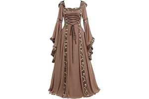JEGULV Medieval Dresses for Womens, Halloween Women's Plus Size Renaissance Traditional Irish Over Dress 1800s Princess Dress