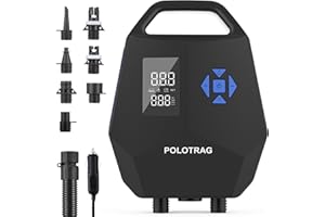 Polotrag Paddle Board Pump, Sup Pump Electric Portable with Auto-Off/Deflation, Dual Stage 12V DC Car Connector Air Pump for Inflatables,Kayak and Air Mattress