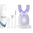 RONGCHUANG Automatic Toothbrush Ultrasonic Toothbrush Electric Toothbrush for Adults 30'' Automatic Timer Wireless Charging Washable Travel Home Dual-use (White, M)