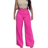 Tbahhir Women High Waisted Work Pants Wide Leg Dress Pants Straight Trousers Casual Business Slacks with Pockets