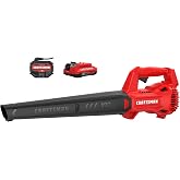 CRAFTSMAN 20V MAX Cordless Leaf Blower with Battery and Charger, Hard Surface Electric Leaf Blower,Powerful up to 90 MPH, Red (CMCBL710D1)