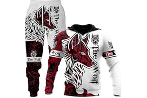prigridche Wolf & Lion 3D Printed Hoodie Pants Suit Male Autumn Winter Casual Sweashirt Pullover Tracksuit Set