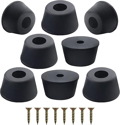 N/C Black Rubber Leg Protectors 21mm 8 Pcs Non Slip Round Feet Pads for