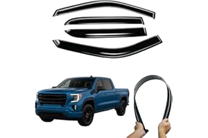 LAX Heavy-Duty Outside-Mount Truck Window Visors Rain Guards for 2019-2025 GMC Sierra 1500 Crew Cab, Tape-On Design, Set of 4