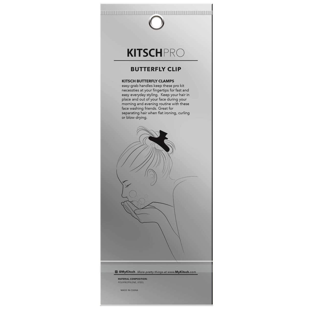 Kitsch Pro Butterfly Hair Clamps, Professional Strength, Salon Hair Clips for Styling, Sectioning, Cutting and Coloring, 6 Count (Black) : Beauty