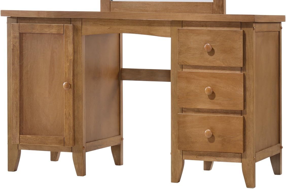 Dressing Table Classic Design Natural Finish 3 Drawer Set with Wooden Knob Handles (Material: Wood, Color Oak)
