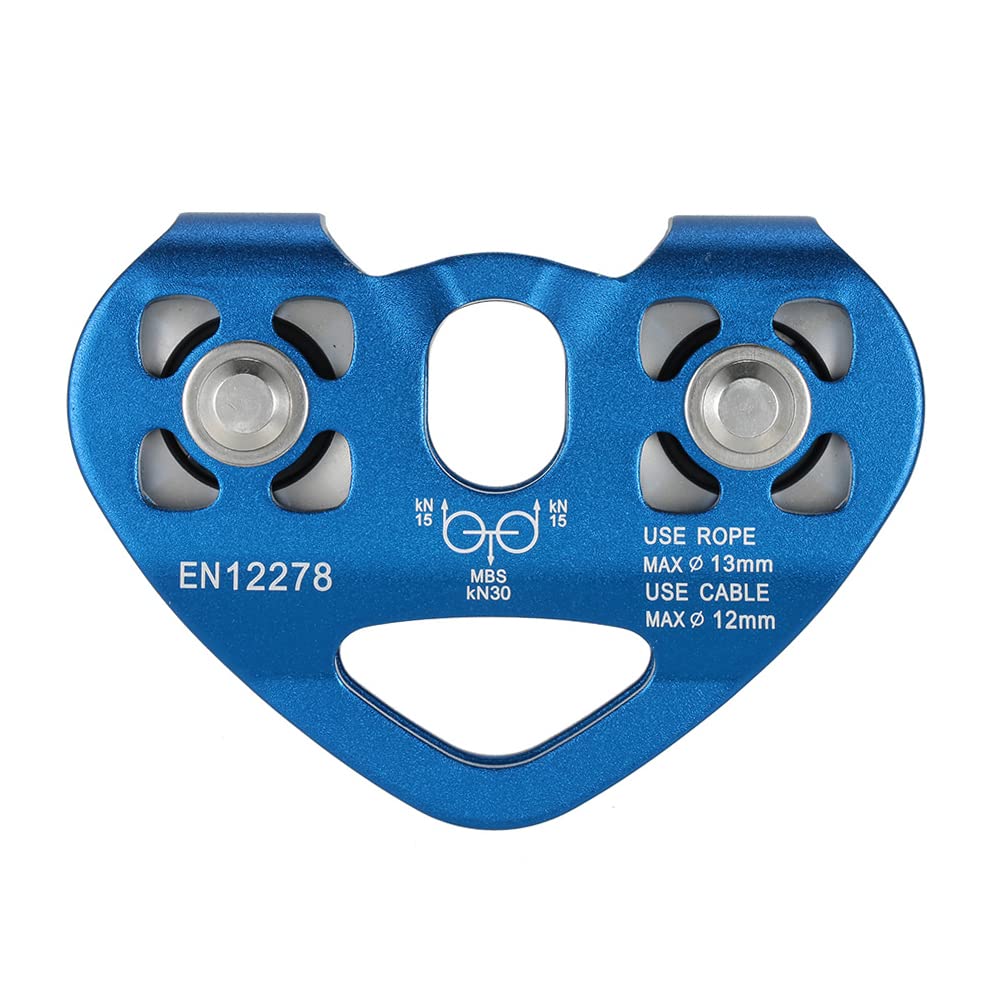 Lixada Zipline Cable Trolley Pulley with Ball Bearing, Rock Climbing Caving Aloft, Work Rescue Blue