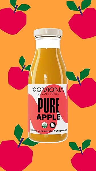 POMONA ORGANIC APPLE JUICE (PACK OF 12), 8.4 OZ GLASS BOTTLES