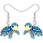 LONYOO Acrylic Cute Green Turtle Earrings Dangling Ocean Beach Summer Jewelry Sea Turtle Gifts for Women Mom Animal Lovers