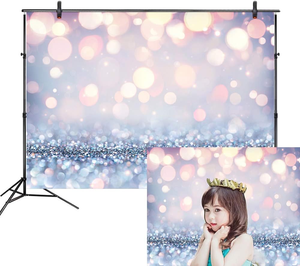 7X5FT Glitter Bokeh Backdrops for Photography Silver Shining Sequins Sparkle Glow Halo Dots Newborn Kids Children Birthday Party Baby Shower Photoshoot Picture Photo Backgrounds Booth Studio Props