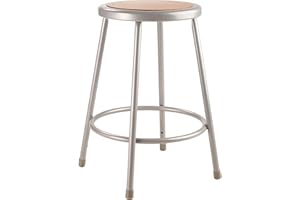 National Public Seating 6200 Series Heavy-Duty 24" Steel Stool with 14" Round Seat Pan Supports Up to 500 Pounds, Gray Frame & Legs