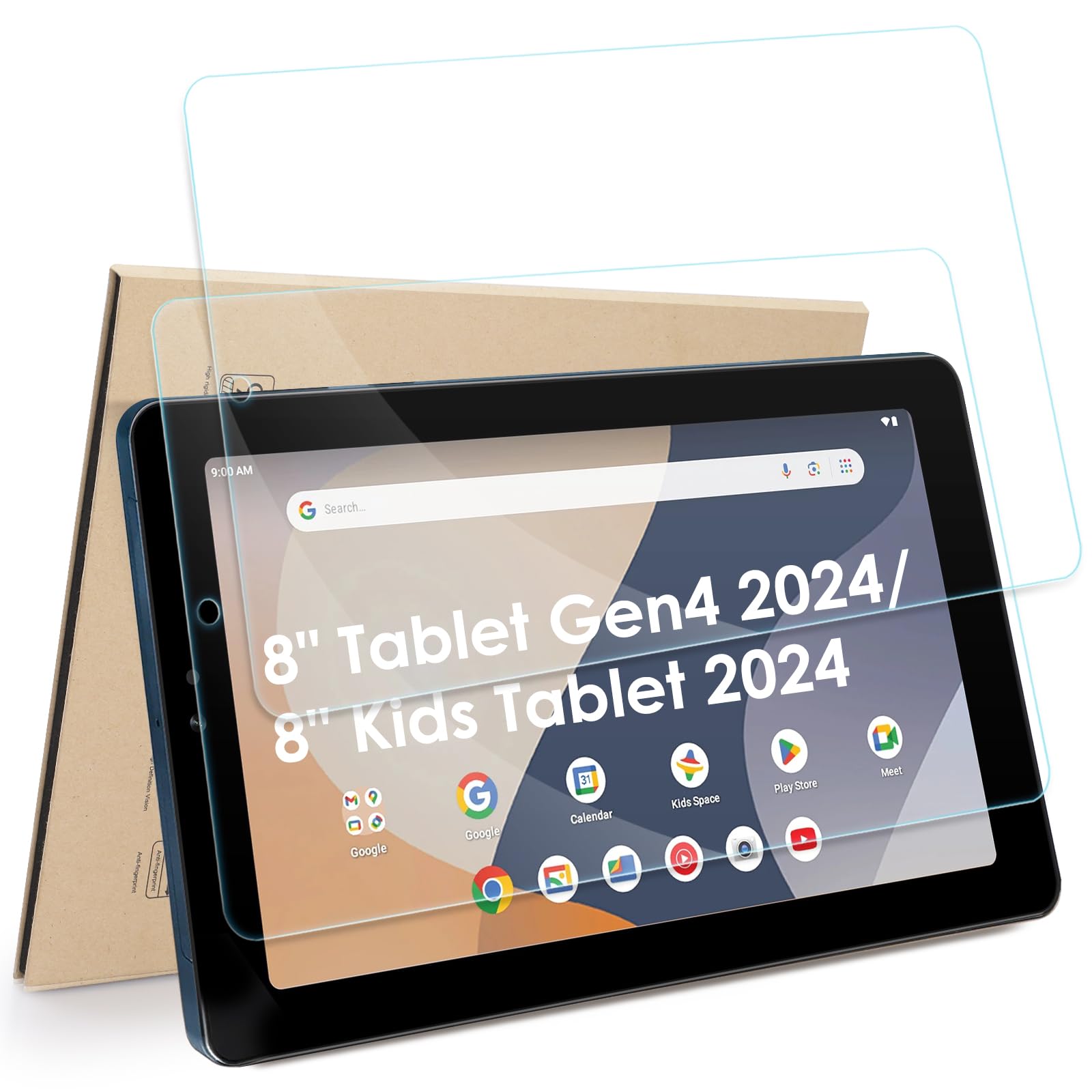 Photo 1 of Hianjoo 2-Pack Screen Protector Compatible with Onn 8" Tablet Gen4 2024/Onn 8" Kids Tablet 2024, Tempered Glass [HD Clarity] [9 Hardness] Anti-Scratch Film