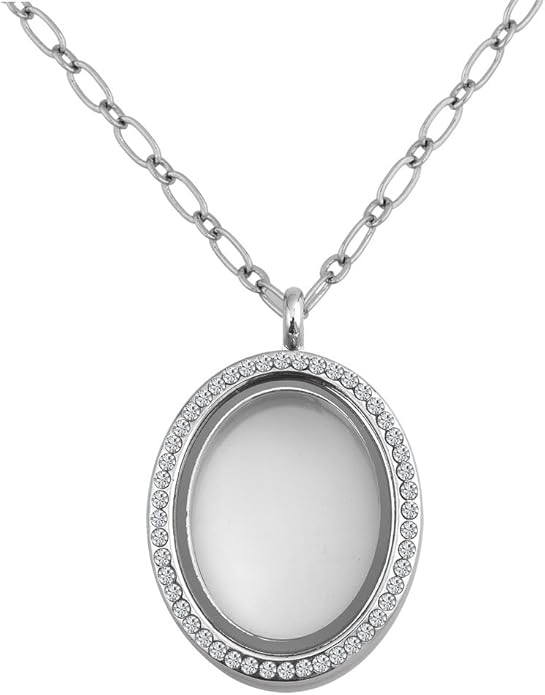 Q&Locket Clear Womens Glass Oval Floating Charms Living