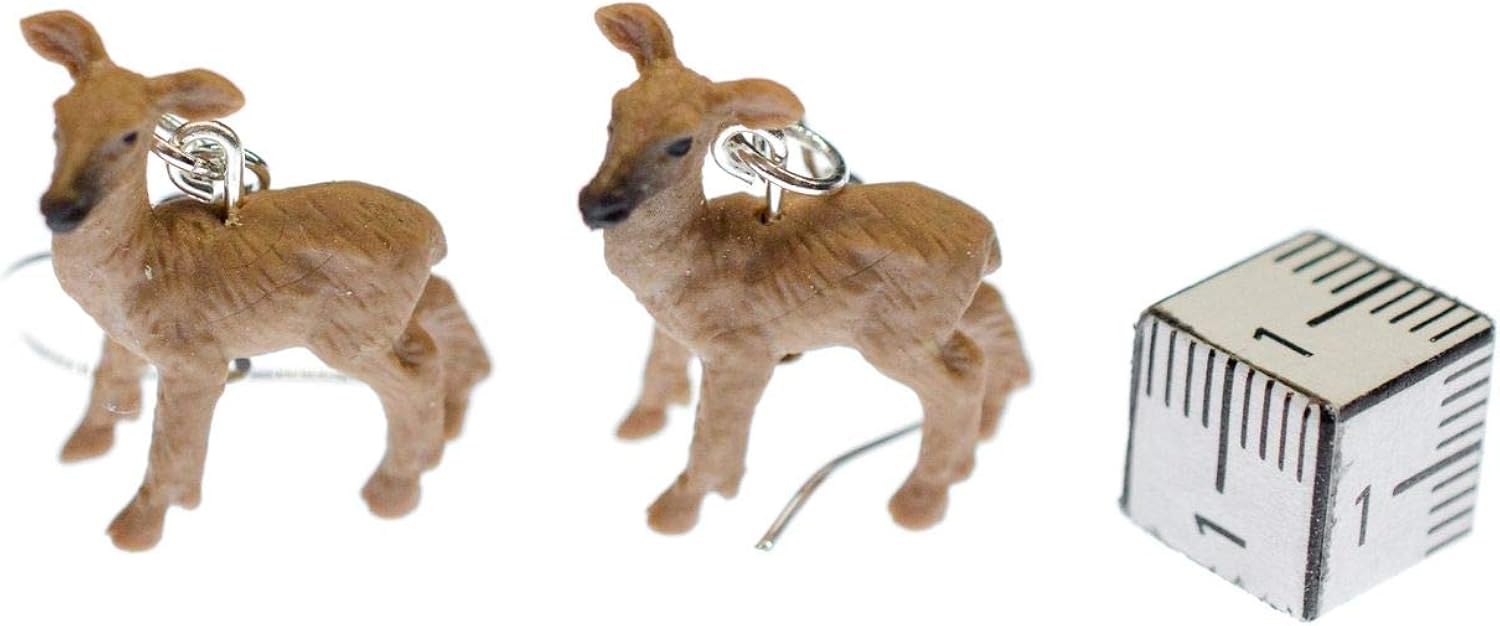 Deer Earrings Miniblings Forest Animal Animals Fawn Fallow Nature Rubber, Multicolored, 25mm - Image 3