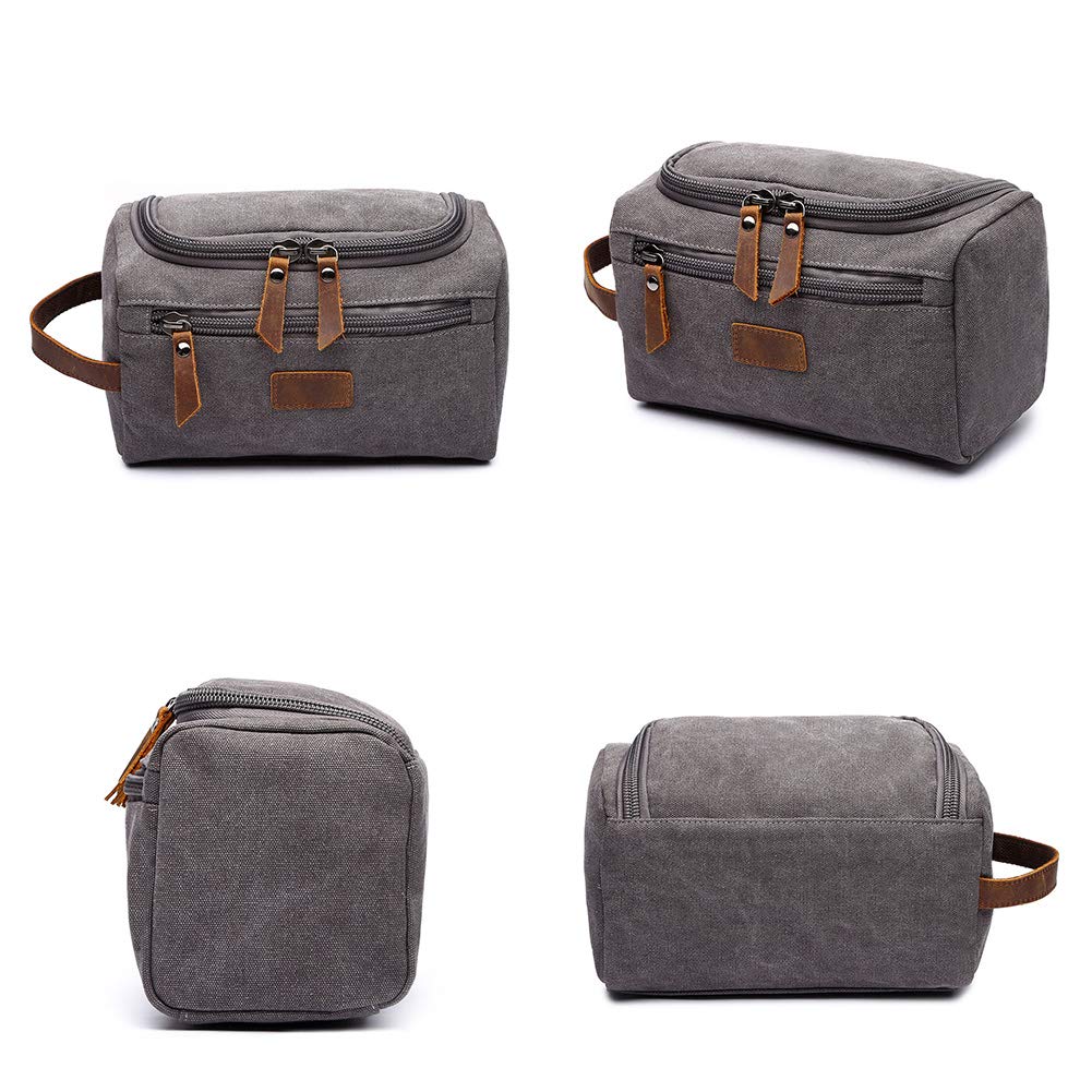 Toiletry Bag for Men, Yousu Canvas Travel Organizer Bags Small Multifunctional Cosmetic Bag Toiletry Kit Bag Grey