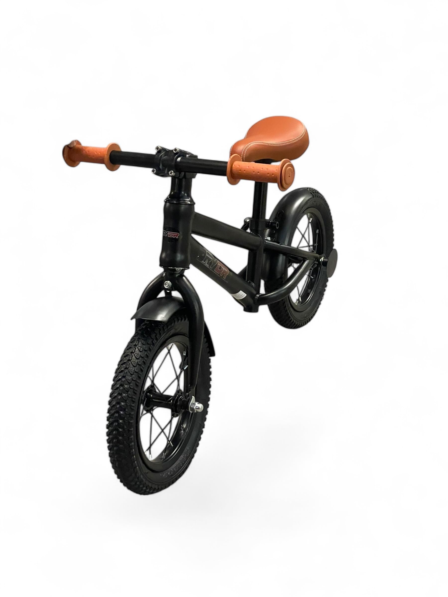 RYDR 12" Balance Bike for 2-5 Year Olds, Lightweight Carbon Steel Frame, Adjustable Seat, Air Tyres (Black)