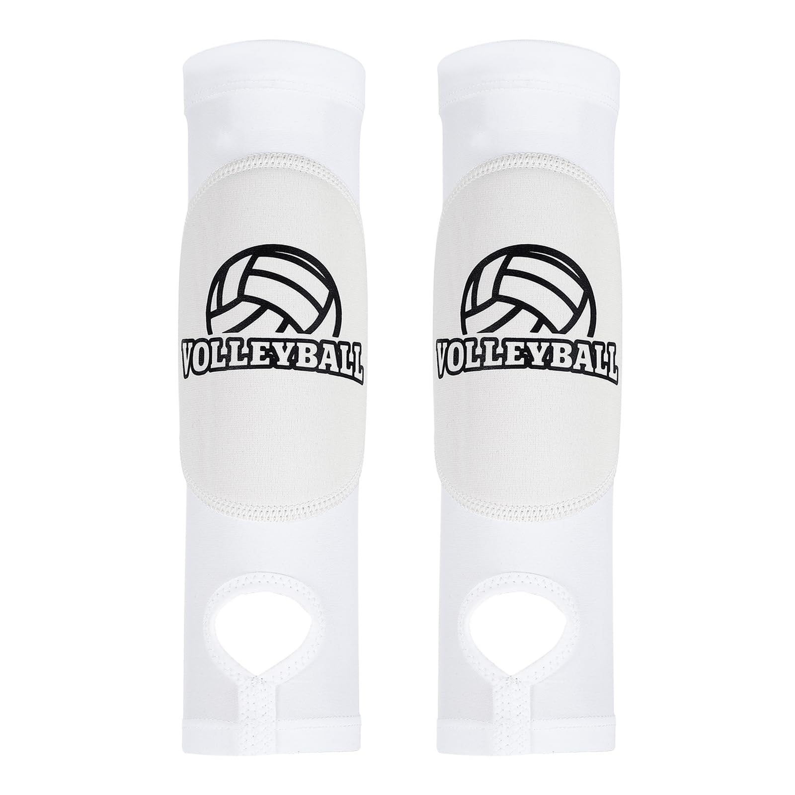 PATIKIL Volleyball Arm Sleeves, 1 Pair Passing Forearm Sleeve with Protection Pads Thumbhole Volleyball Arm Pads for Youth Teenagers Men Women, White