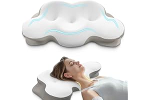 KKN Cervical Neck Pillow, Pillows for Neck and Shoulder Pain, Contour Pillow, Neck Pillows, Pillow for Neck Pain Relief, Side Sleeper Pillows for Adults, Ergonomic Pillow, Memory Foam Pillows(Light_White)