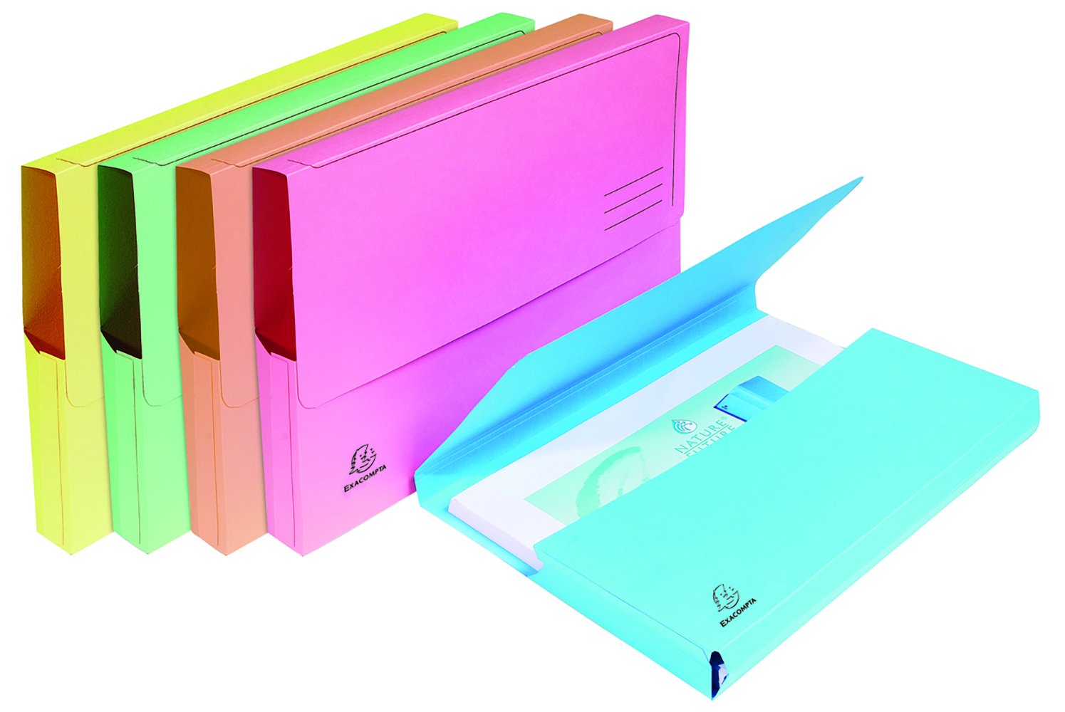 Exacompta - Ref 47970E - Super Pocket Wallets - 245 x 325mm in Size, Suitable for A4 Documents, 30mm Expanding Gusset, 210gsm Midweight Manilla - Assorted Colours (Pack of 10)