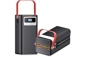 Portable Power Station 166Wh, 22.5W Fast Charging Power Bank with Built-in Cables for iPhone/Android/MacBook, 45000mAh Batter