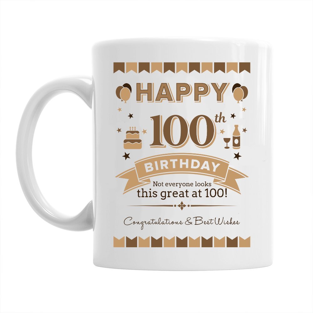100th Birthday Coffee Ceramic Mug Gift for Men, Keepsake for 100 Year Old
