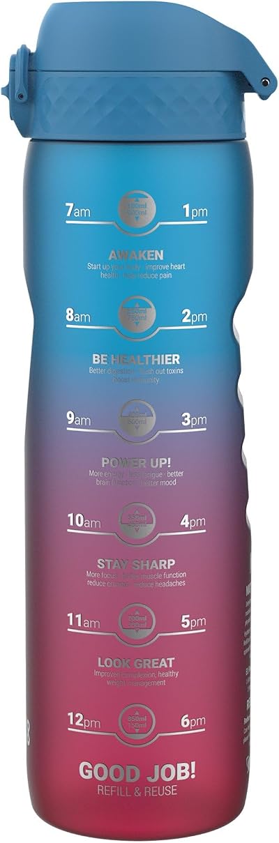 Ion8 1 Litre Water Bottle Quench Recyclon Leak-Proof Flip Lid