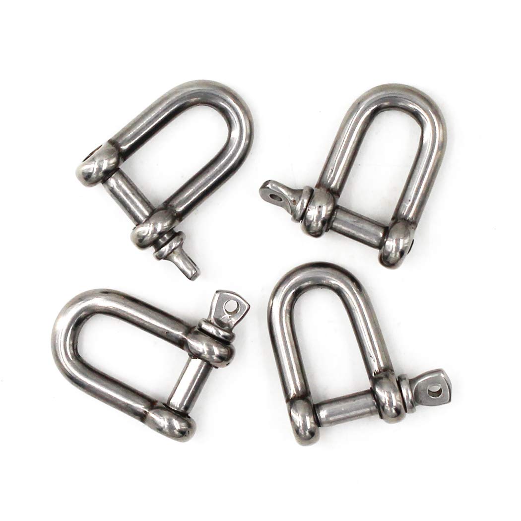 M8 D Ring Shackle Boat Anchor Shackle 304 Stainless Steel Chain Shackle Screw Pin D Shackle Pack Of 4