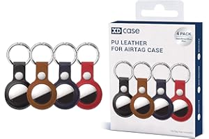 for AirTag XDcase 4 Pack Vegan Leather Protective Case with Metal Ring
