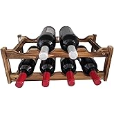 LoongZDD 8-Bottle Wine Rack - Premium Carbonized Pine Wood, Two-Tier Countertop Design