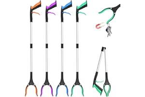 REWKCY 4 Pack Trash Picker Upper Grabber, 32" Foldable Trash Grabber Tool with 360° Rotating Jaw & Magnet, Lightweight Grabbers for Seniors, Grabbers Heavy Duty Professional, Reacher Grabber Pickup Tool