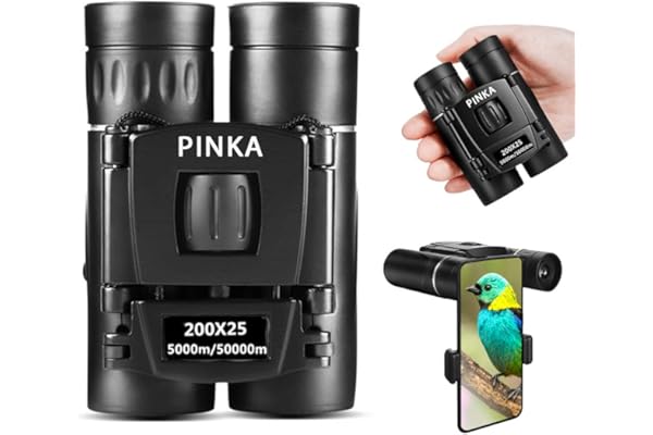 200x25 High Power Compact Binoculars with Clear Low Light Vision, Large Eyepiece Waterproof Binocular for Adults Kids, High Power Easy Focus Binoculars for Bird Watching, Outdoor, Hunting, Travel