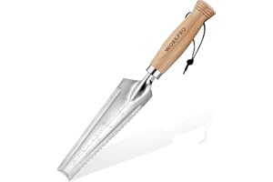 WORKPRO Garden Trowel with Wood Handle, Stainless Steel Narrow Hand Shovel, Multi- Use Flat Garden Trowel for Planting, Weeding, Transplanting, Digging, Small Weeding Knife for Gardening
