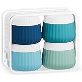 Mrsdry Travel Containers for Toiletries 4 Pack, TSA Approved Travel Size Toiletries, Travel Size Containers, With Clear Bag Leak Proof Silicone Jars, Travel Essentials Creams Jars Carrying Small Items