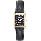 Miykon Dainty Vintage Tank Square Dress Watches for Women – Genuine Leather Band, Second Hand, Japanese Quartz, Water Resistant