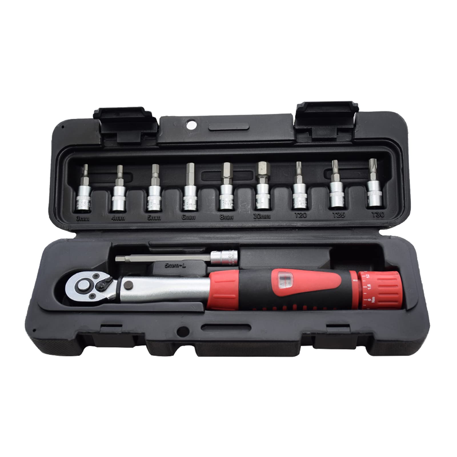 1/4" Torque Wrench DR 2-24 Nm Geevorks Torque Wrench Set Precision 4% Repair Tool Set with 9 Pieces Bits for Bikes and Motorcycles (2-24 Nm)