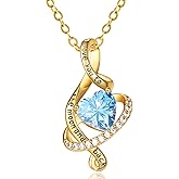 JIYVY32 14K Gold Plated Necklace I Love You to The Moon and Back Pendant Necklace Birthstone Jewelry Anniversary Birthday Christmas Gifts for Wife Mom Grandma Daughter Girlfriend Her