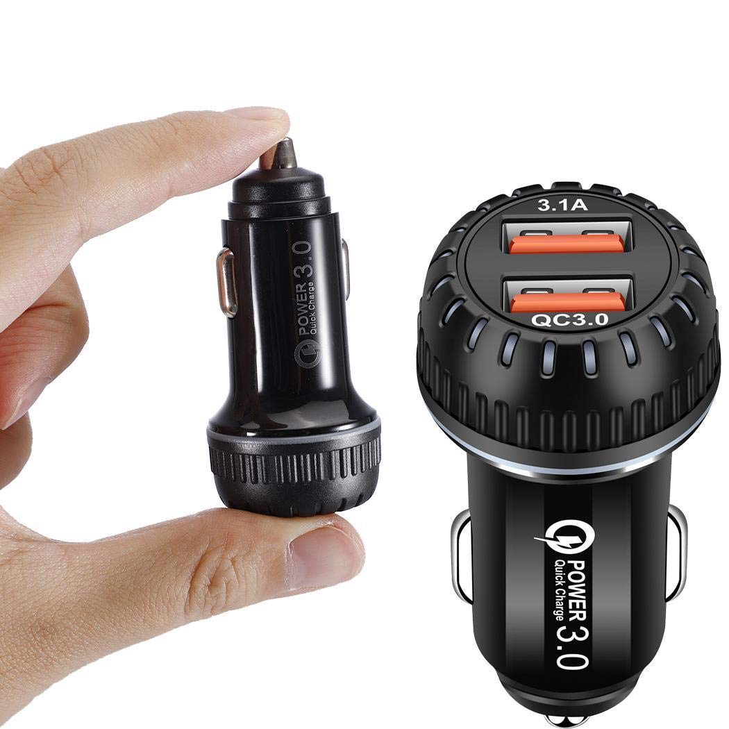 Haonike Cargador de Coche USB Dual portátil de Alta Velocidad Duradero para teléfono móvil Bases de Carga