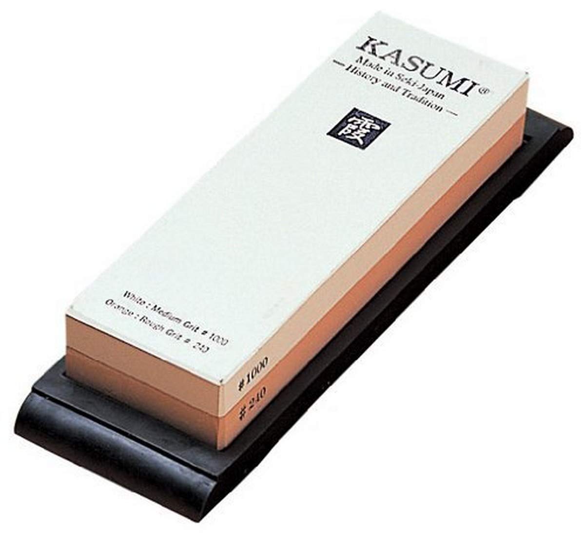 Kasumi Japanese Sharpener Stones Grain, White/Orange, 18 x 6.6 x 2.8 cm